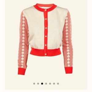 Palava- Vera Full Length Sleeve Cardigan - Cream/Orange Large Tiger